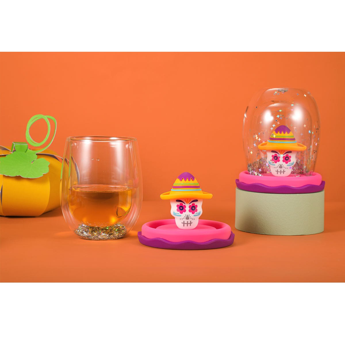 Skull snow globe cup, Day of the dead snow globe - MAGIC GLOBE 380ml double layer cup